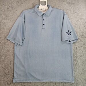 HL Sport Polo Shirt Men‎ 2XL Bamboo Charcoal Performance Geometric Blue - 2XL
